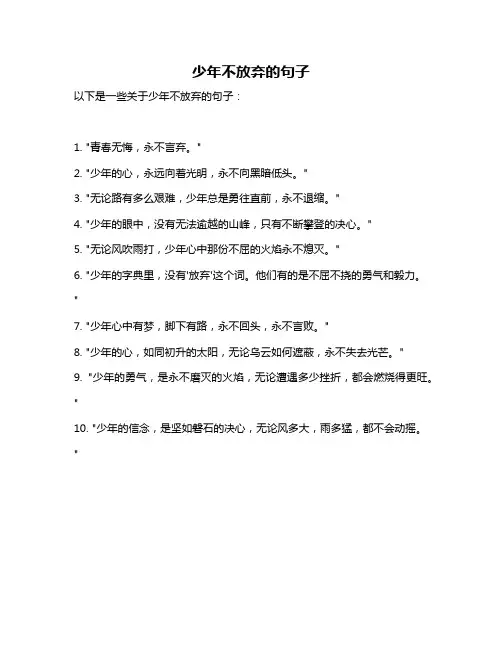 少年不放弃的句子