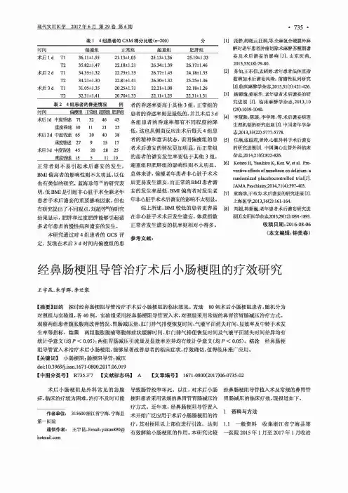 经鼻肠梗阻导管治疗术后小肠梗阻的疗效研究
