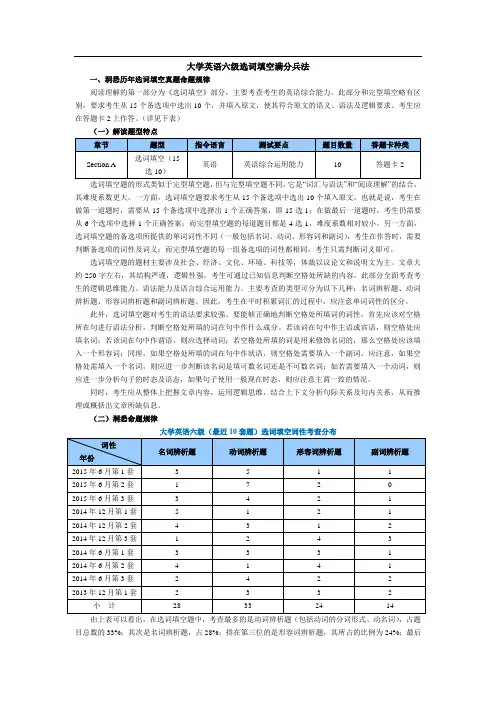大学英语六级阅读及选词填空满分兵法