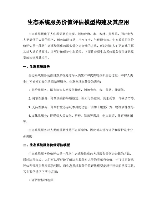 生态系统服务价值评估模型构建及其应用