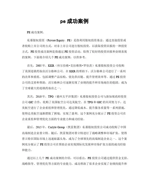 pe成功案例