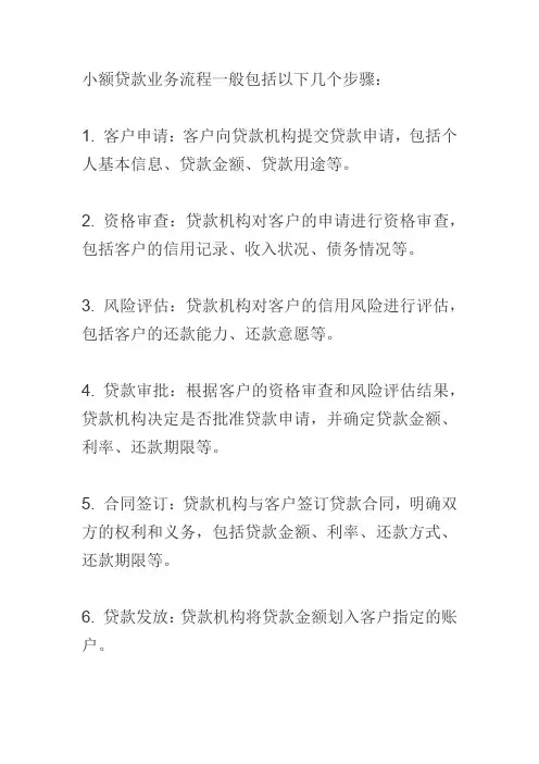 小额贷款业务流程