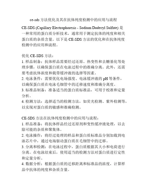 ce-sds方法优化及其在抗体纯度检测中的应用与流程