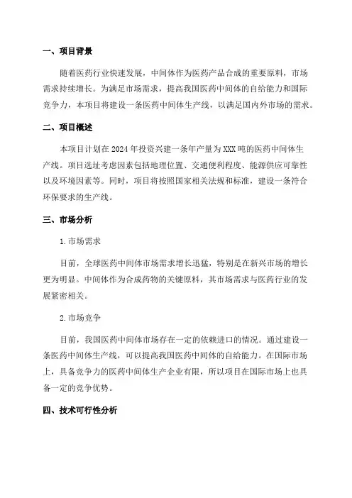 2024年医药中间体建设项目可行性研究报告