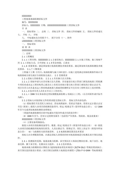 地基基础检测招标文件范本