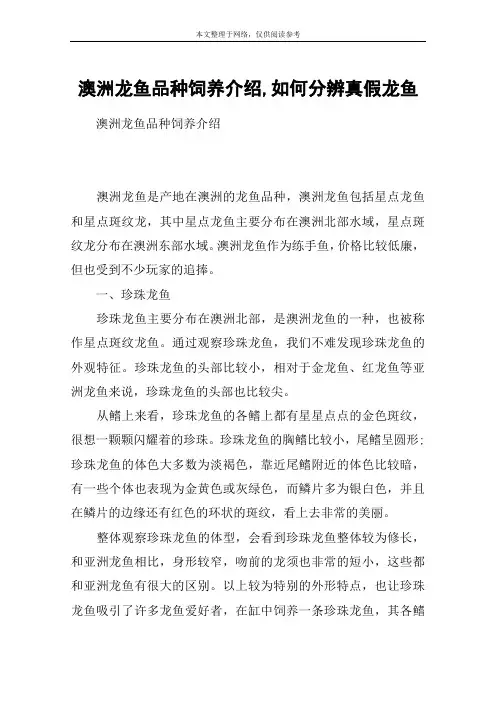 澳洲龙鱼品种饲养介绍,如何分辨真假龙鱼
