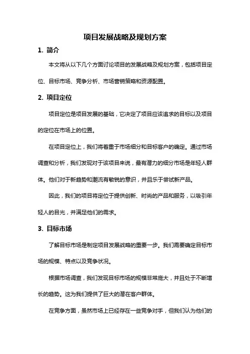 项目发展战略及规划方案