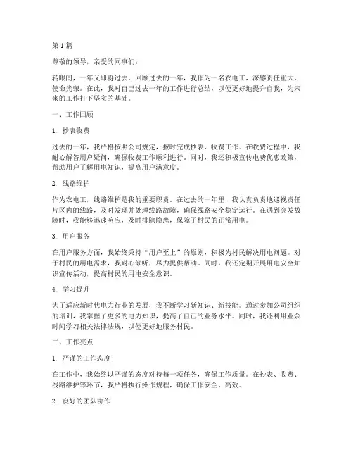 农电工年度终总结(3篇)