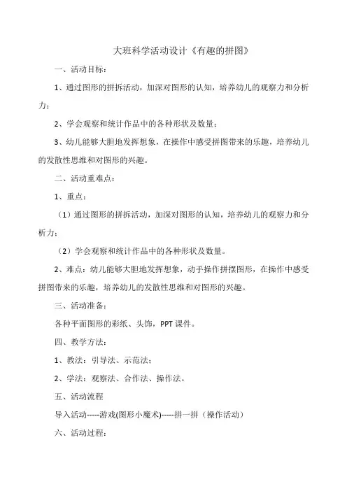 大班科学活动教案有趣的拼图
