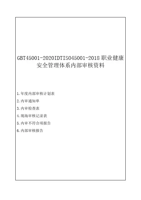 GBT45001-2020IDTISO45001-2018职业健康安全管理体系内部审核资料