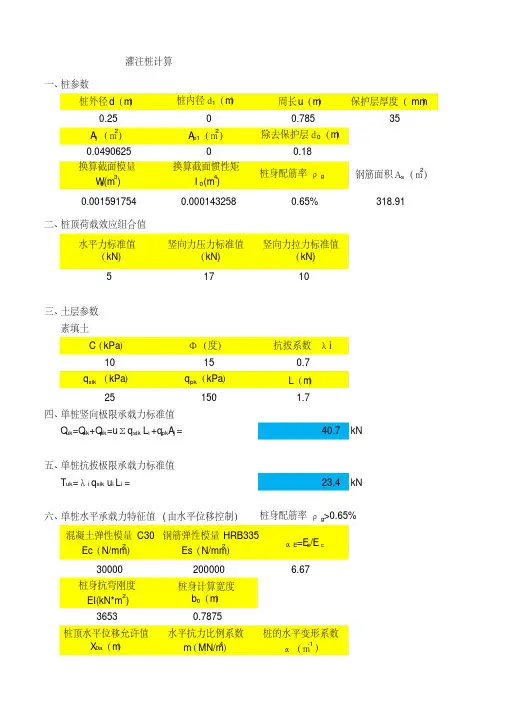灌注桩计算一、桩参数