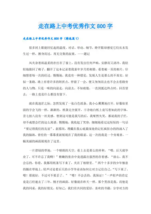 走在路上中考优秀作文800字