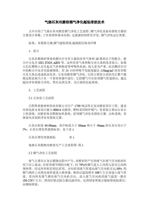 气烧石灰双膛窑烟气净化超低排放技术