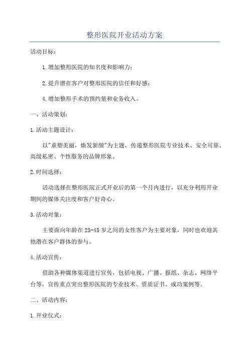 整形医院开业活动方案