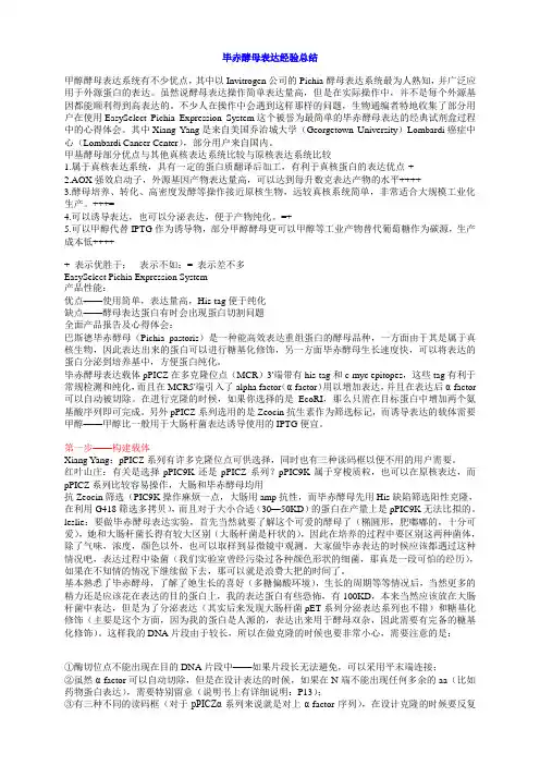 毕赤酵母表达经验总结