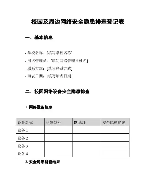 校园及周边网络安全隐患排查登记表