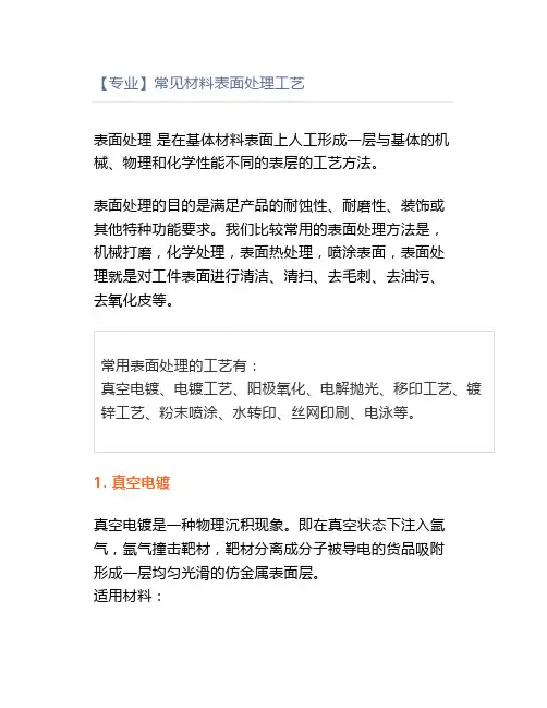 常见材料表面处理工艺
