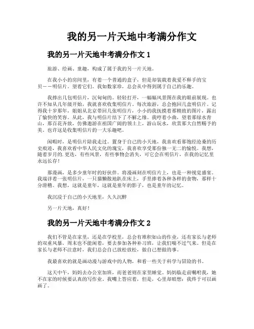 我的另一片天地中考满分作文