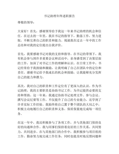 书记助理年终述职报告
