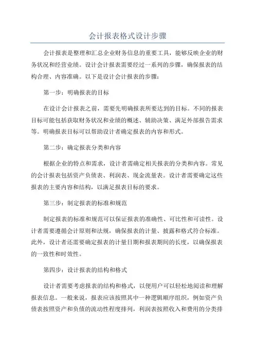 会计报表格式设计步骤