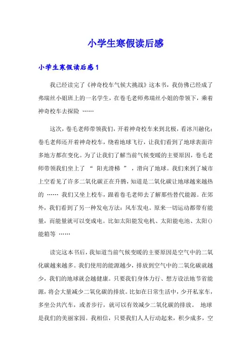 小学生寒假读后感