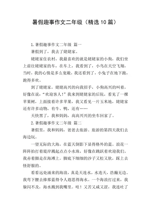 暑假趣事作文二年级(精选10篇)