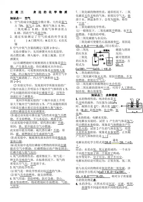身边的化学物质-知识点