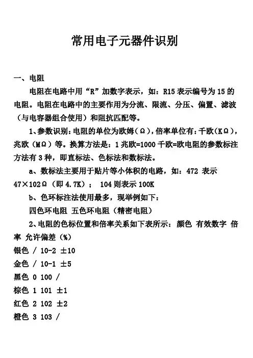 常用电子元器件识别