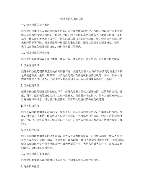债务重组知识点总结
