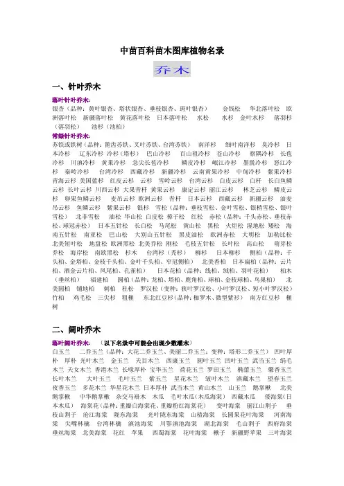 植物名录名录
