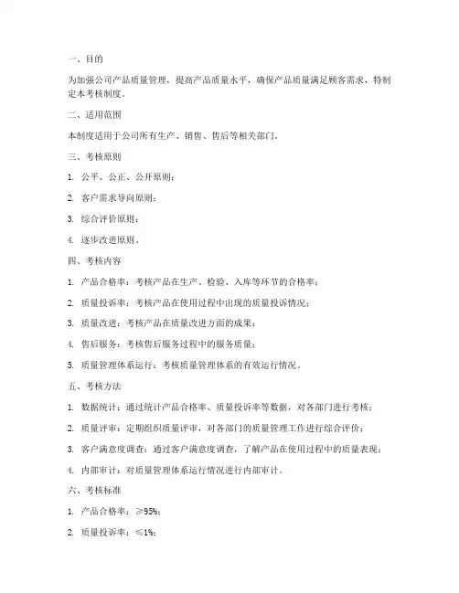 产品质量考核制度范本