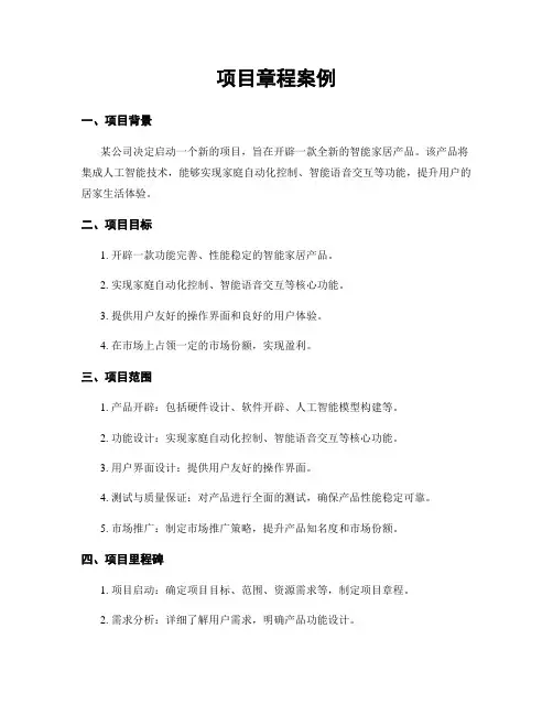 项目章程案例