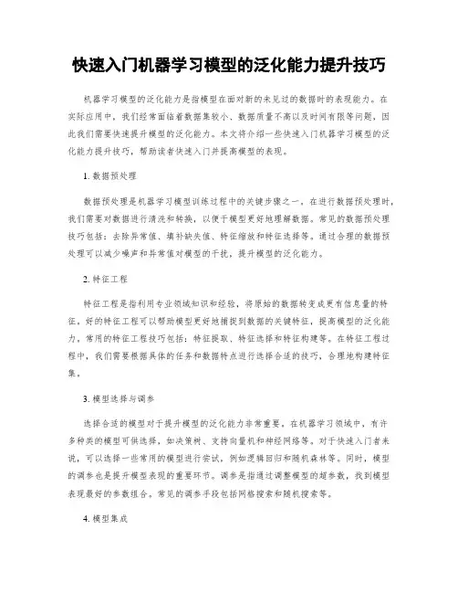 快速入门机器学习模型的泛化能力提升技巧