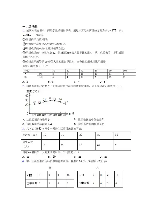 【浙教版】初二数学下期末模拟试卷附答案(1)