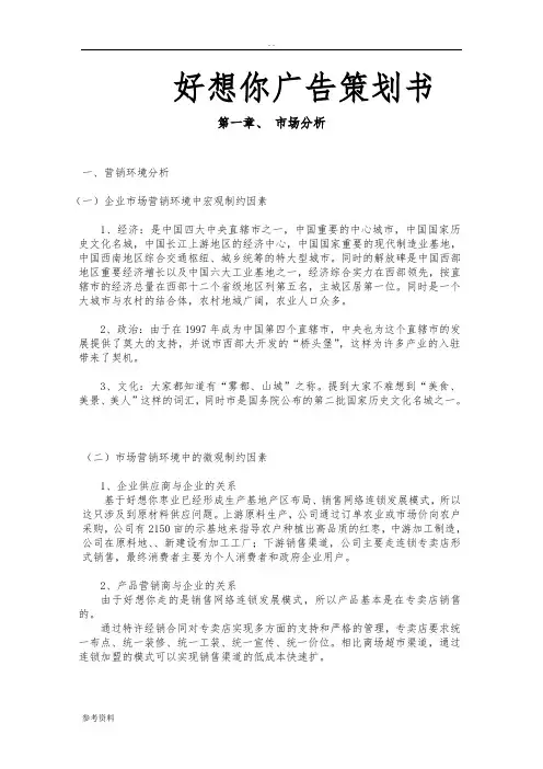 好想你广告项目策划书