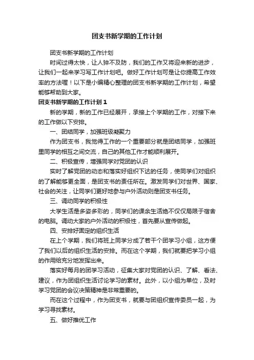 团支书新学期的工作计划