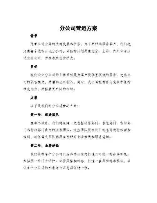 分公司营运方案