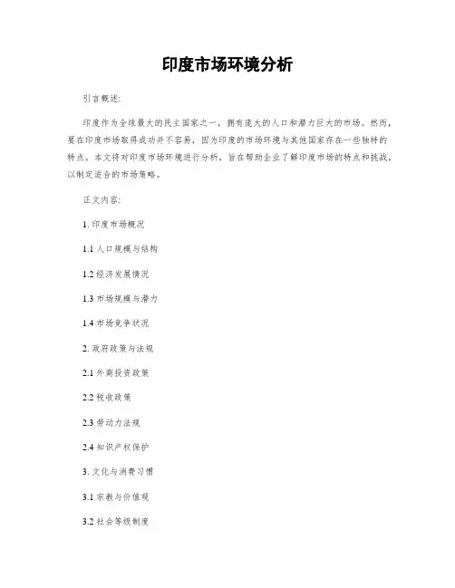 印度市场环境分析