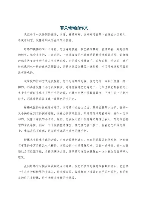有关蜥蜴的作文