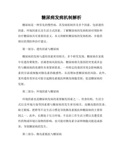 糖尿病发病机制解析
