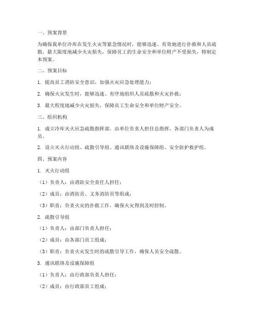 冷库灭火应急疏散预案范文