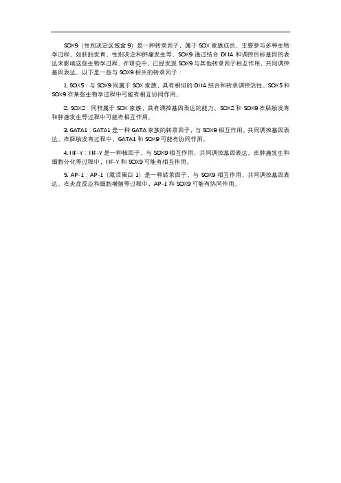 sox9相关转录因子
