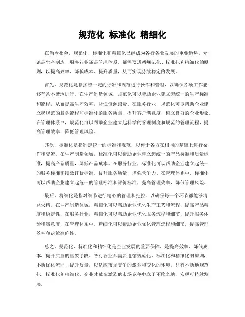 规范化 标准化 精细化