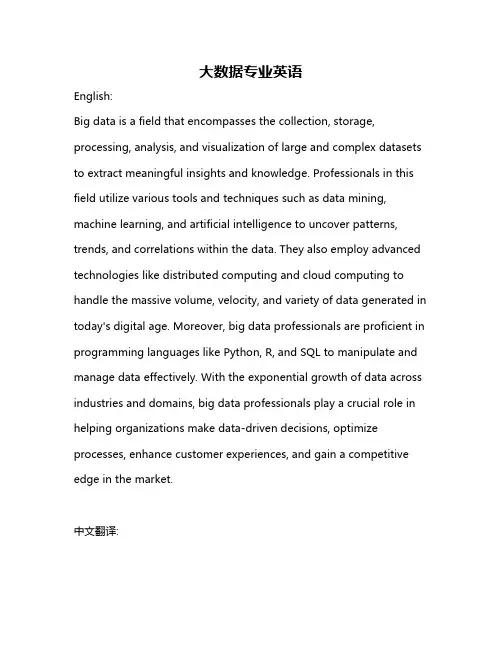 大数据专业英语