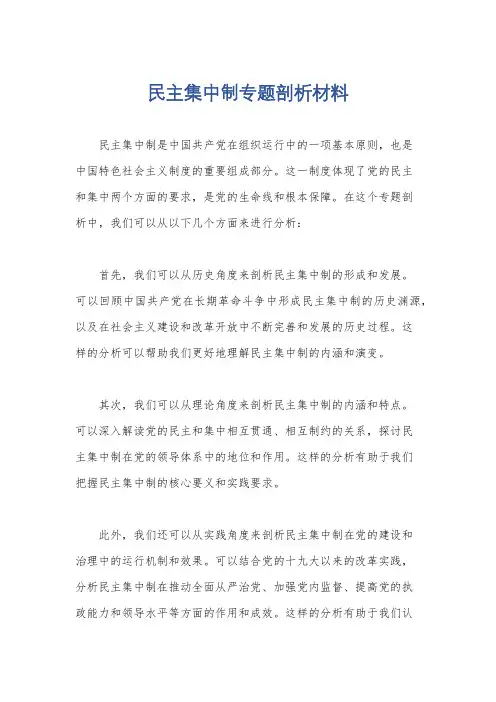 民主集中制专题剖析材料
