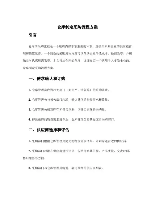仓库制定采购流程方案