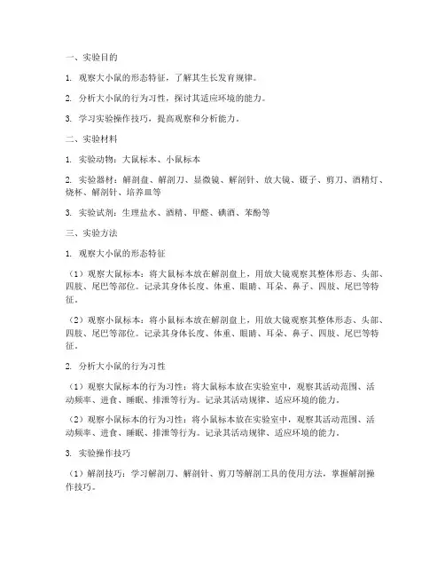 大小鼠观察实验报告
