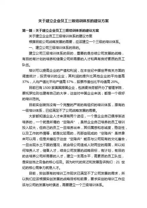 关于建立企业员工三级培训体系的建议方案