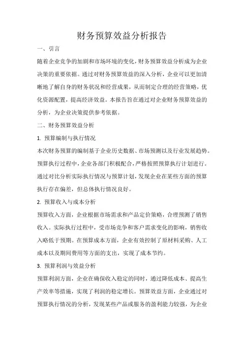 财务预算效益分析报告