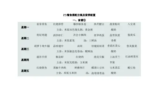 餐食搭配方案及营养配置,回民餐菜谱